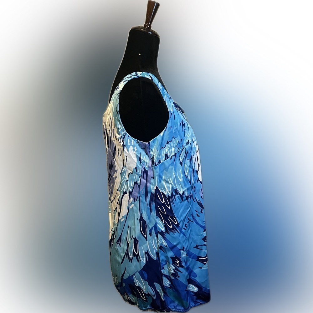 Nicole Miller Blue Abstract Patterned Tank Top Medium - Picture 2 of 13